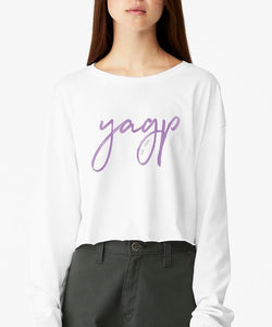 Collection of YAGP Script Long Sleeve Crop T-Shirt in a gallery layout