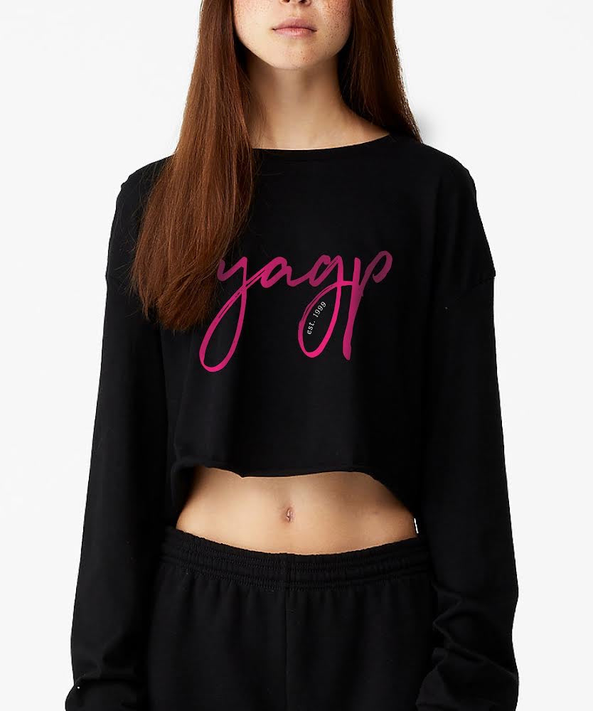 Collection of YAGP Script Long Sleeve Crop T-Shirt in a gallery layout