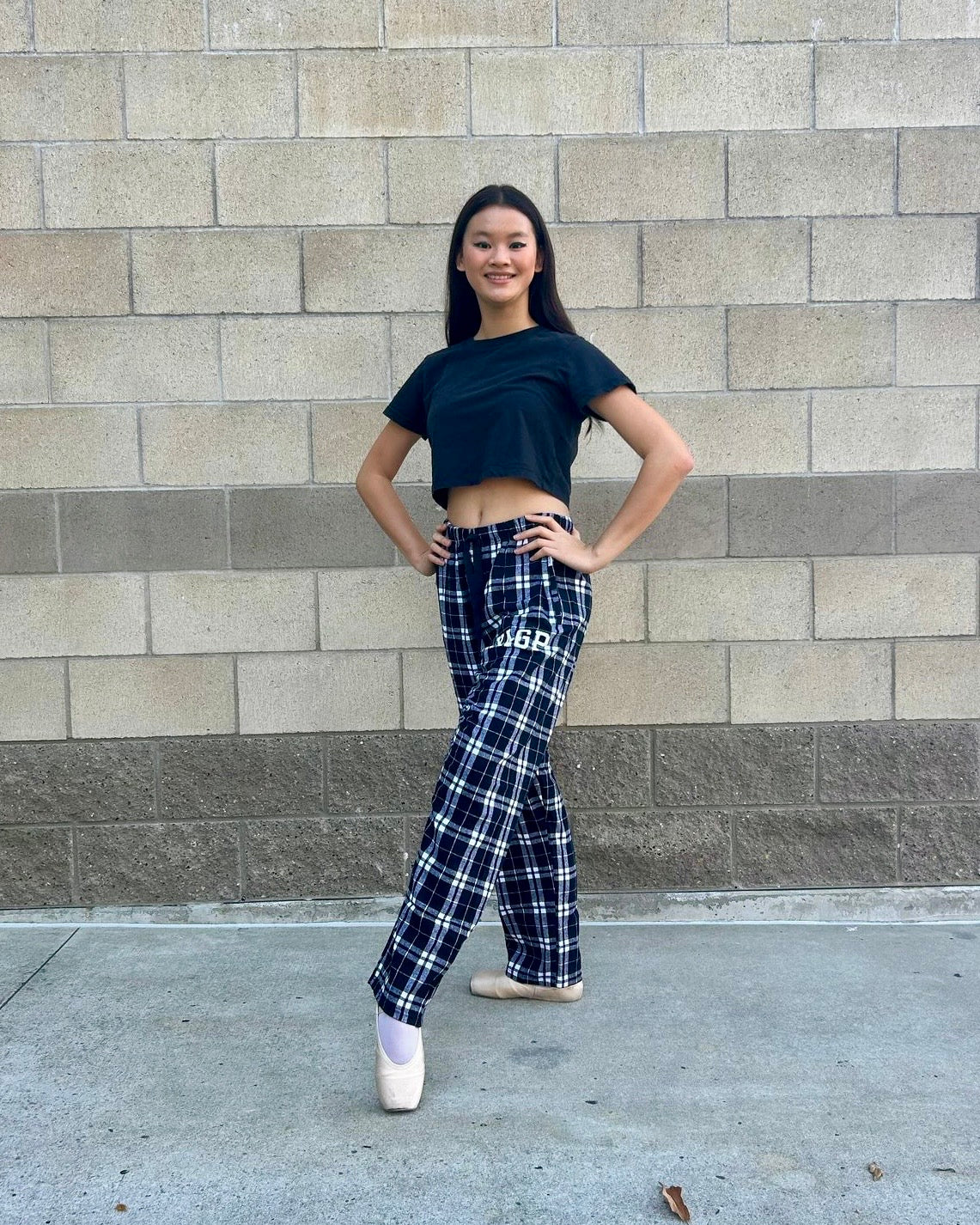 Collection of YAGP Black Plaid Flannel Pants in a gallery layout