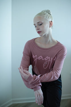 Collection of YAGP Script Long Sleeve Crop T-Shirt in a gallery layout