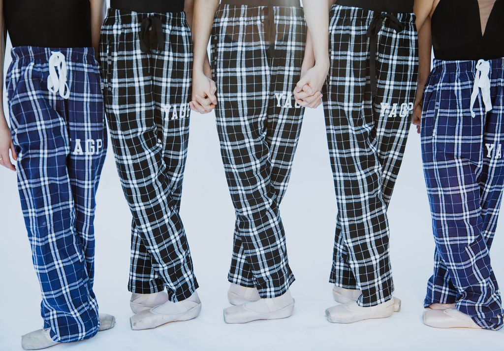 Collection of YAGP Purple Plaid Flannel Pants in a gallery layout