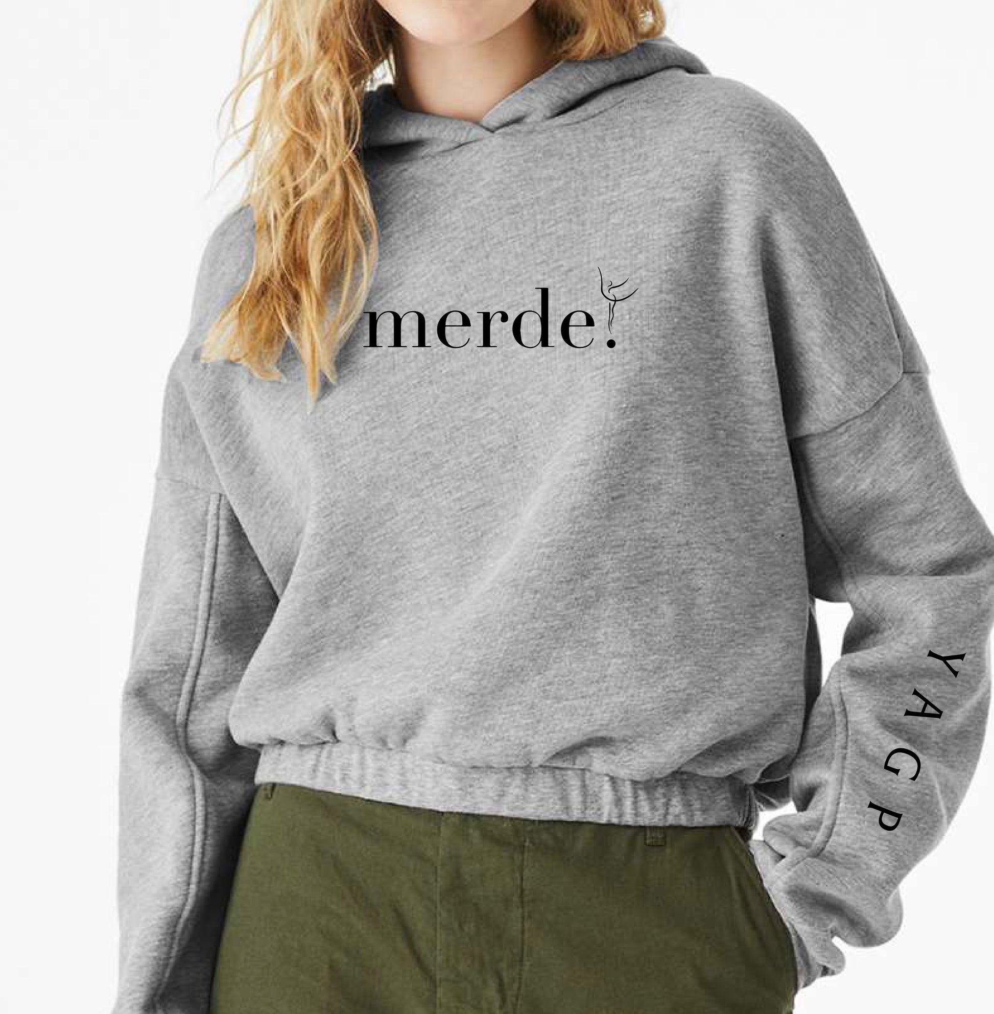 Merde Cropped Cinch Hoodie