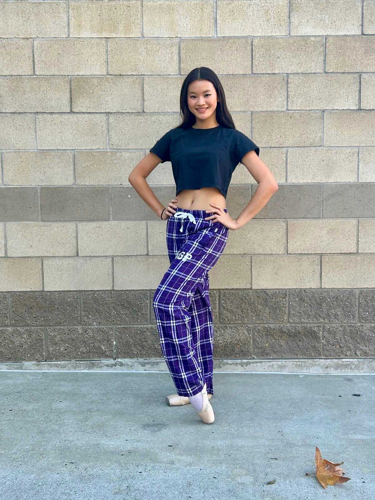 Collection of YAGP Purple Plaid Flannel Pants in a gallery layout