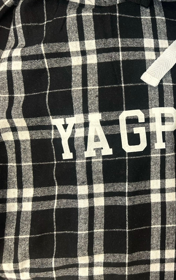 Collection of YAGP Black Plaid Flannel Pants in a gallery layout