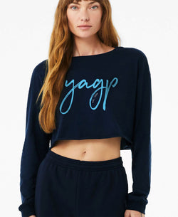 Collection of YAGP Script Long Sleeve Crop T-Shirt in a gallery layout