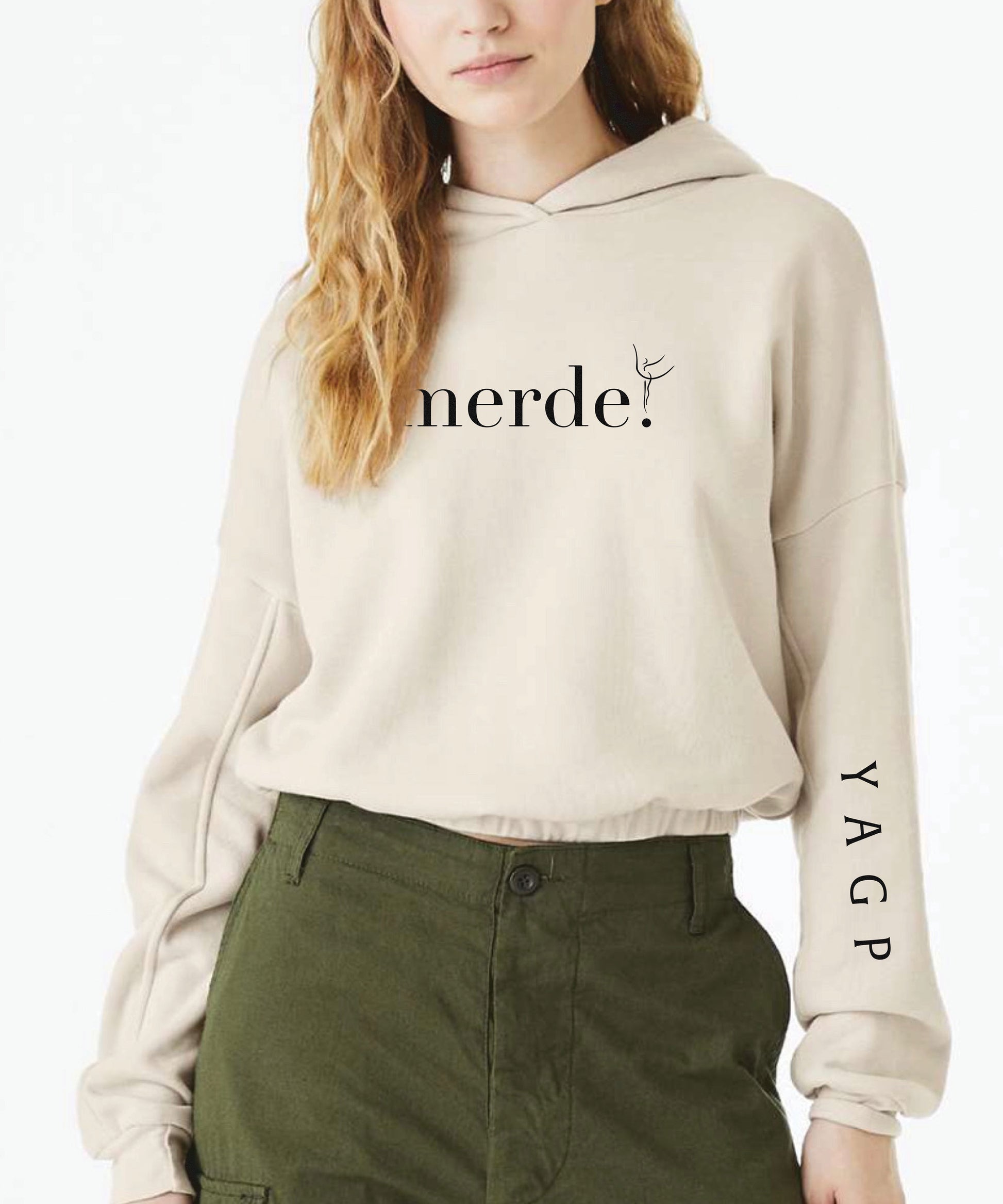 Merde Cropped Cinch Hoodie